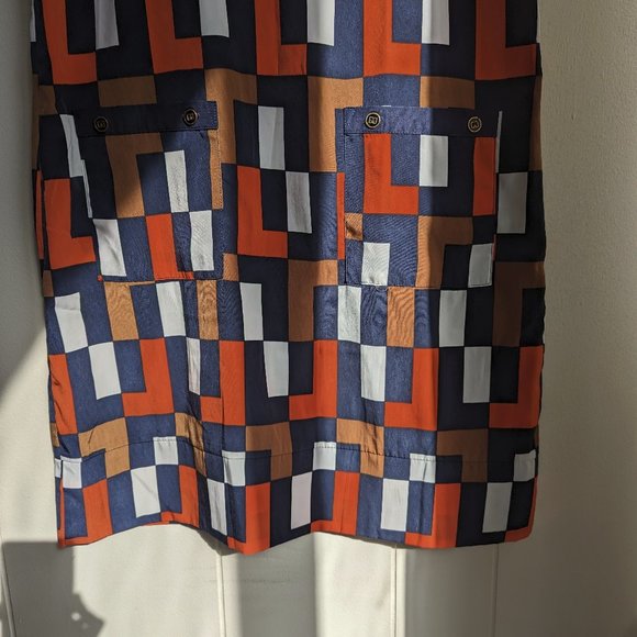 Multi-color geometric patterned sleeveless shift dress - M (pockets!!) - Picture 9 of 9